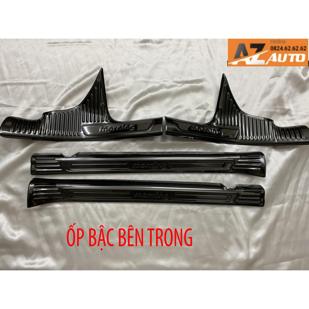 Bộ Ốp bậc cửa, Nẹp bước chân KIA Morning 2012-2022- vân Titan(hàng cao cấp)