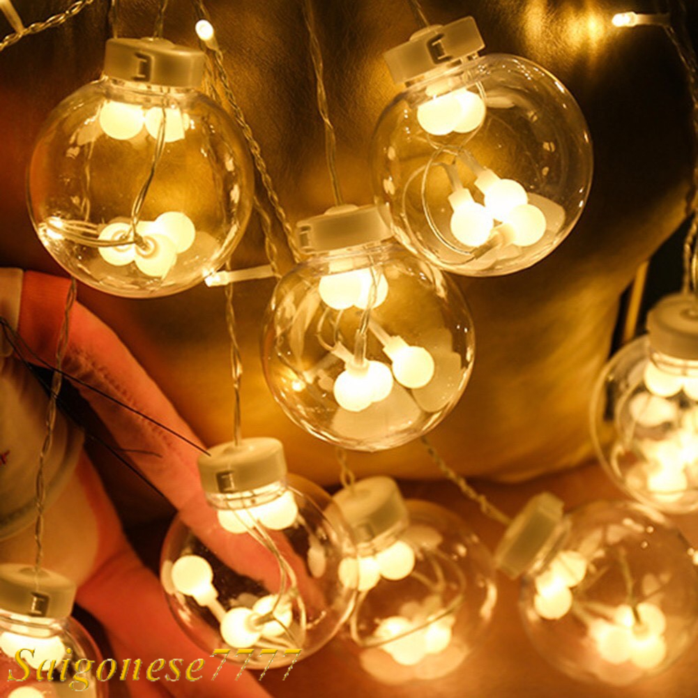 Dài 4 Mét 12 Đèn Led Bóng Tròn Cherry Ball Trang Trí Ngoài Trời Noel Lễ Tết Rèm Đèn Led Chống Nước Xài Điện 220V
