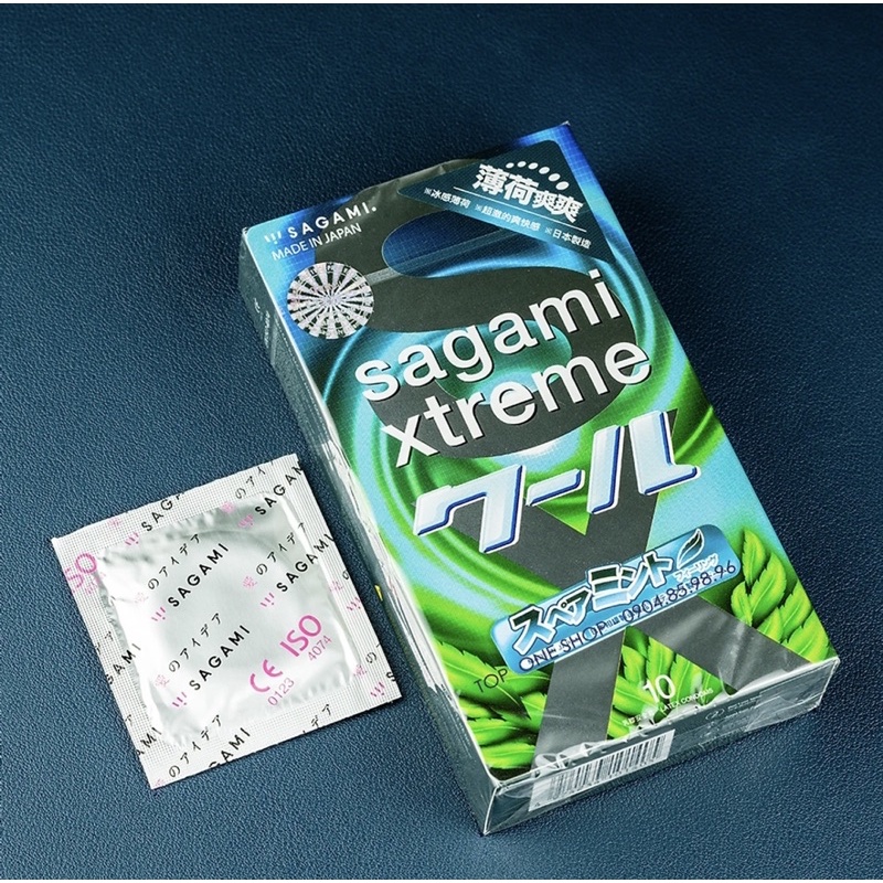[ CHÍNH HÃNG ] - Bao cao su Sagami Xtreme Spearmint, Siêu mỏng, mát lạnh bạc hà, kéo dài cuộc yêu - Hộp 10 cái