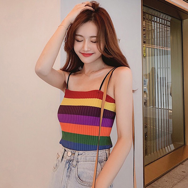 Áo Len Không Tay Họa Tiết Kẻ Sọc Cho Nữ