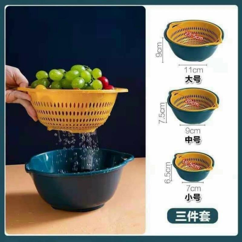 [Siêu Rẻ] Set Rổ Nhựa 6 Món Bộ Rổ Nhựa Kèm Chậu 6 Món mẫu mới hàng cao cấp-rổ tròn