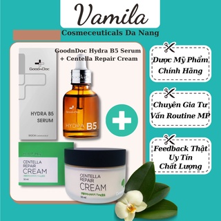 Combo Dưỡng Ẩm Cấp Ẩm Phục Hồi GoodnDoc Kem Rau Má Và Serum B5 Goodndoc