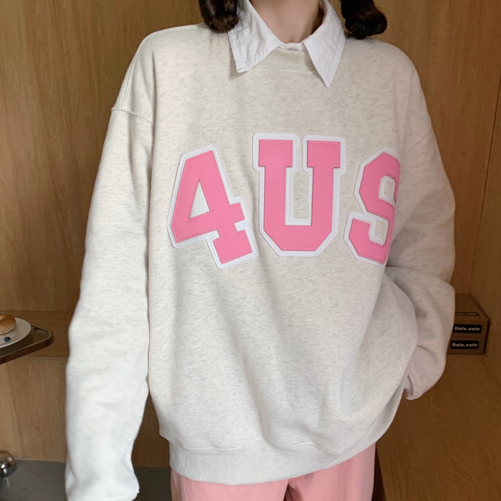 Áo thun nữ SUXI dài tay cổ tròn in chữ thời trang