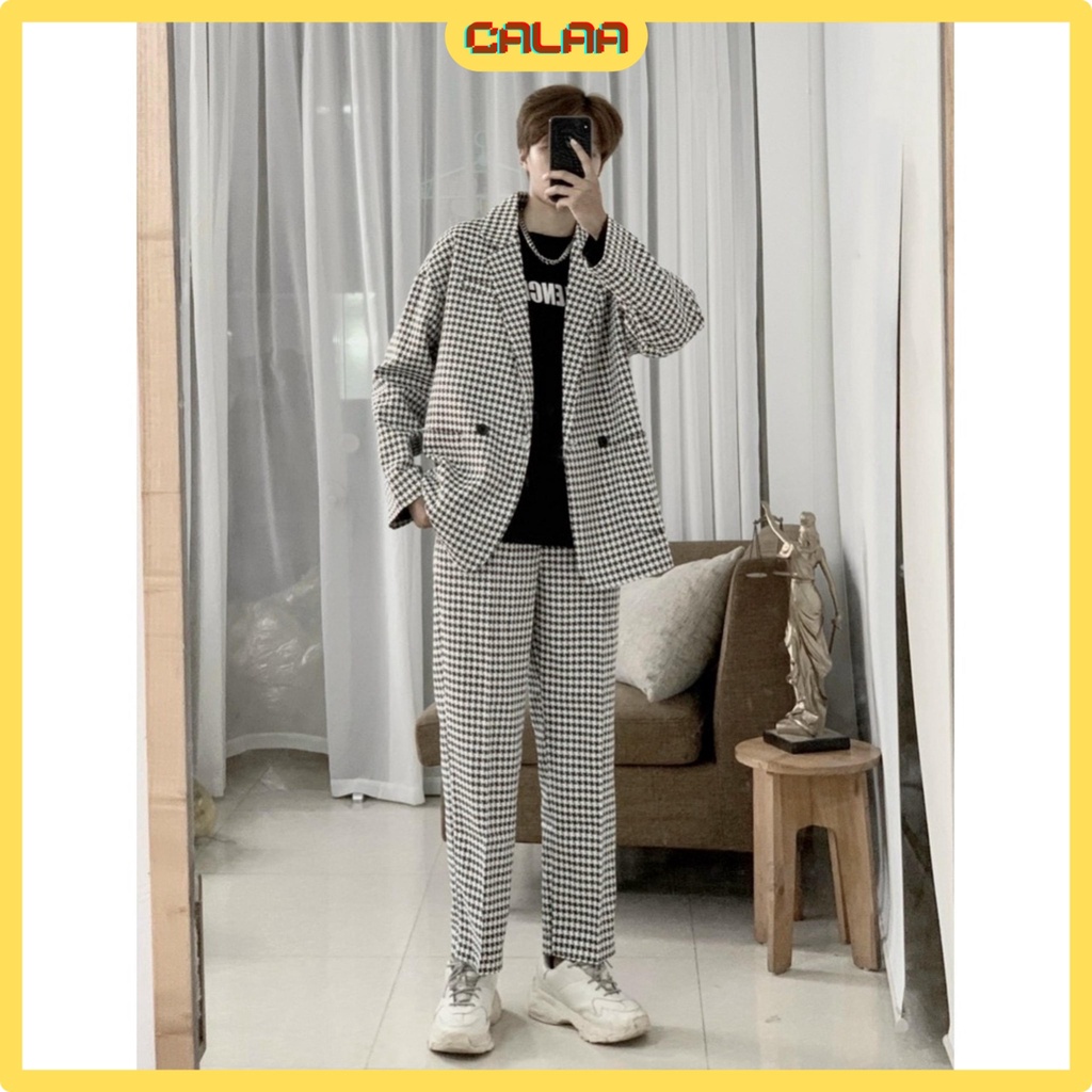 Áo Blazer Caro 2 Lớp Nam Nữ Form Dáng Rộng Phong Cách Hàn Quốc CALAA FASHION BZ01