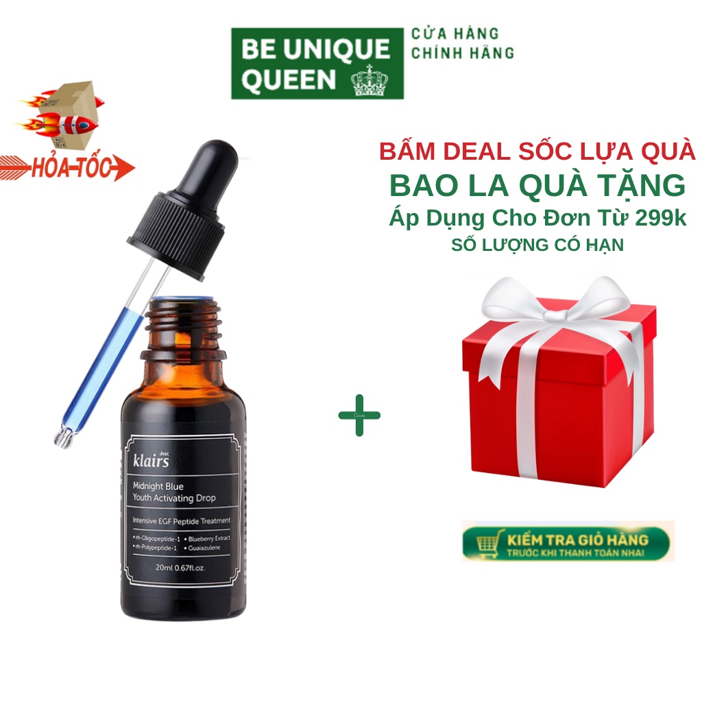 Tinh Chất Dưỡng ẩm và Phục Hồi Da Klairs Midnight Blue Youth Activating Drop Serum 20ml - sr klair màu đen