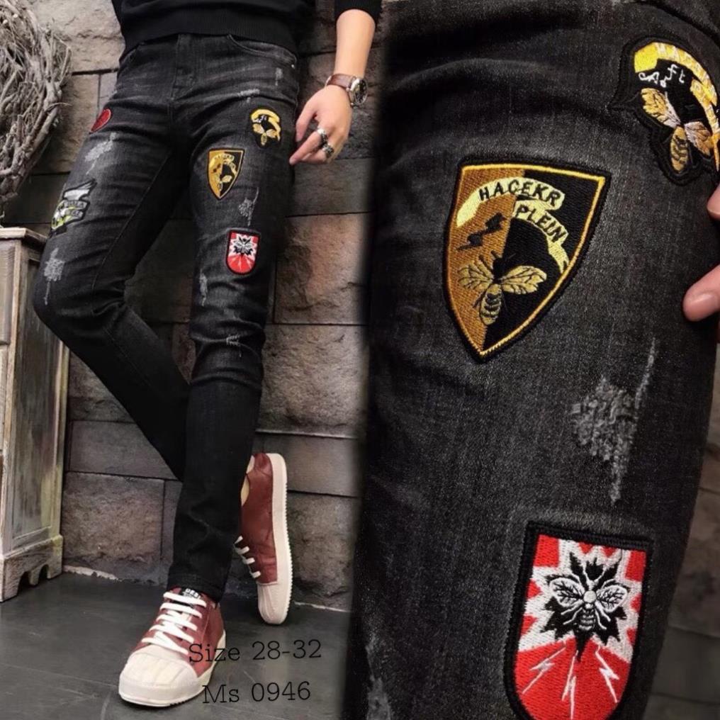 QUẦN JEAN NAM CAO CẤP CO DÃN THÊU LOGO RẤT ĐẸP HỢP THỜI TRANG ms946 2022
