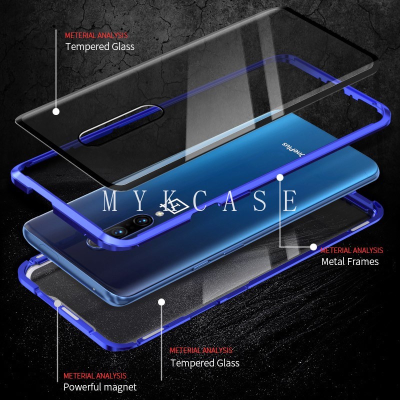 Magnetic Case Huawei  Y9A 2020  Y9 Prime 2019  Y9 2019  Y6P  2020  Y7 2019  Casing  Metal magnetic double-sided transparent tempered glass box Cover