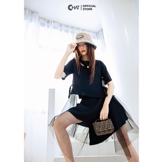 Set áo và chân váy phối lưới CCHAT