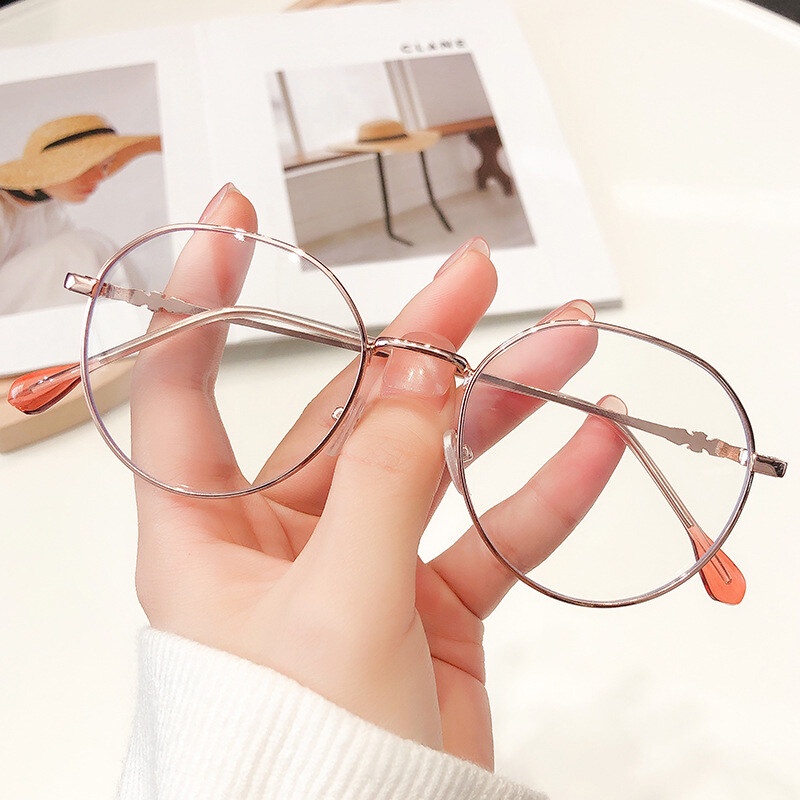 Mắt Kính Gọng Oval Kim Loại Chống Ánh Sáng Xanh Thời Trang Unisex