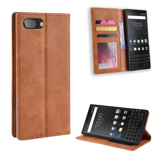 Bao da điện thoại có đế đỡ gấp và ngăn để thẻ sang trọng cho BlackBerry KEY2