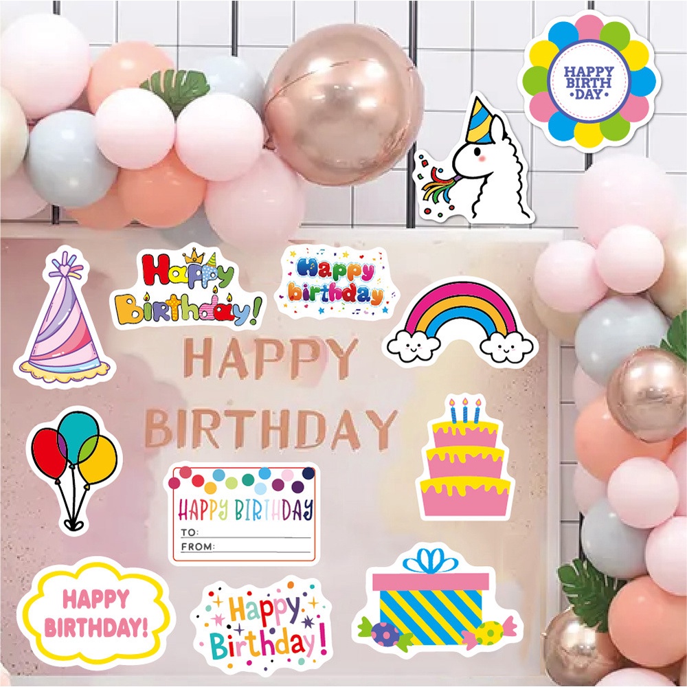 Bộ 27 Miếng Dán Hoạt Hình Chữ Happy Birthday Dành Cho Trang Trí