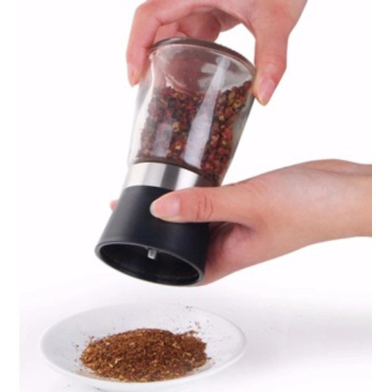 Máy Xay Tiêu Cầm Tay Thủy Tinh - Dụng Cụ Cối Xay Tiêu Nắp Inox Vặn Tay Nhỏ Gọn Tiện Dụng