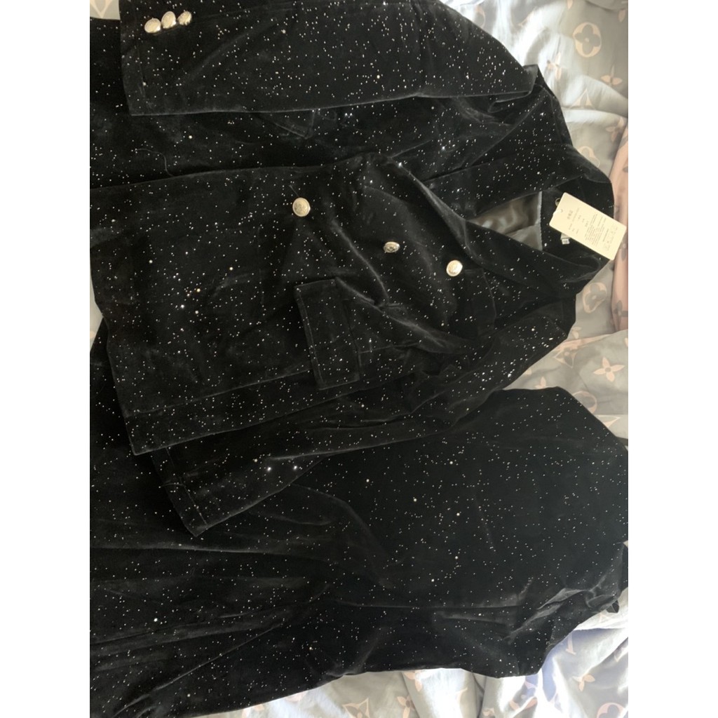 [Sẵn Hàng]♥️Set Áo Khoác Vest+Váy Hai Dây Nhũ BlingBling(ảnh thật)Size S-&gt;XL