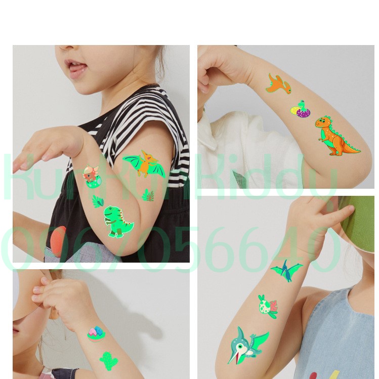 Hình xăm tatoo nhiều chủ đề DẠ QUANG sticker dán chống thấm nước cho bé trai bé gái sáng tạo vui chơi an toàn