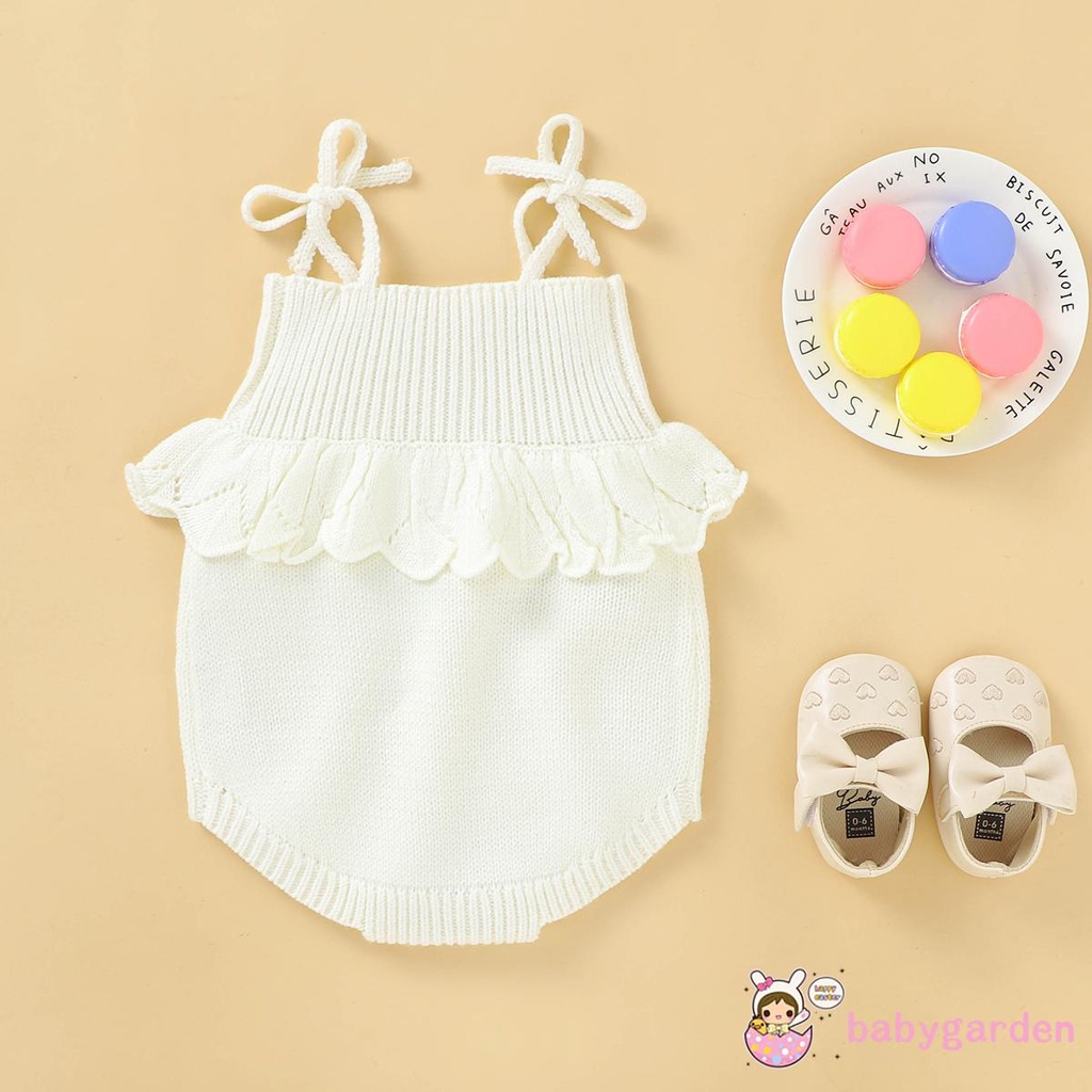 Jumpsuit dệt kim không tay phối nút màu trơn thời trang cho bé gái