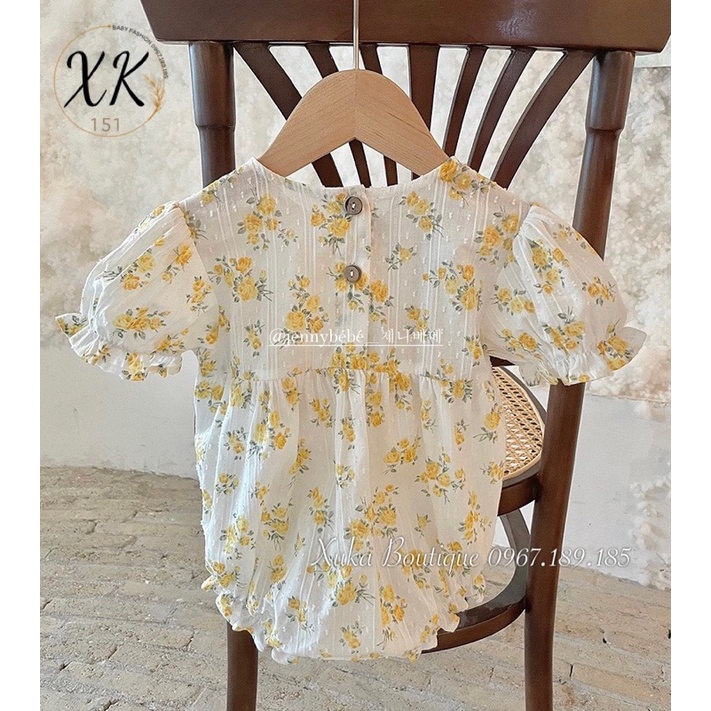Bodysuit Cộc Tay Hoa Vàng Cho Bé Gái [Xuka Boutique] Body cộc Tay Cho Bé Hoạ Tiết Hoa Vàng [Jennybebe]