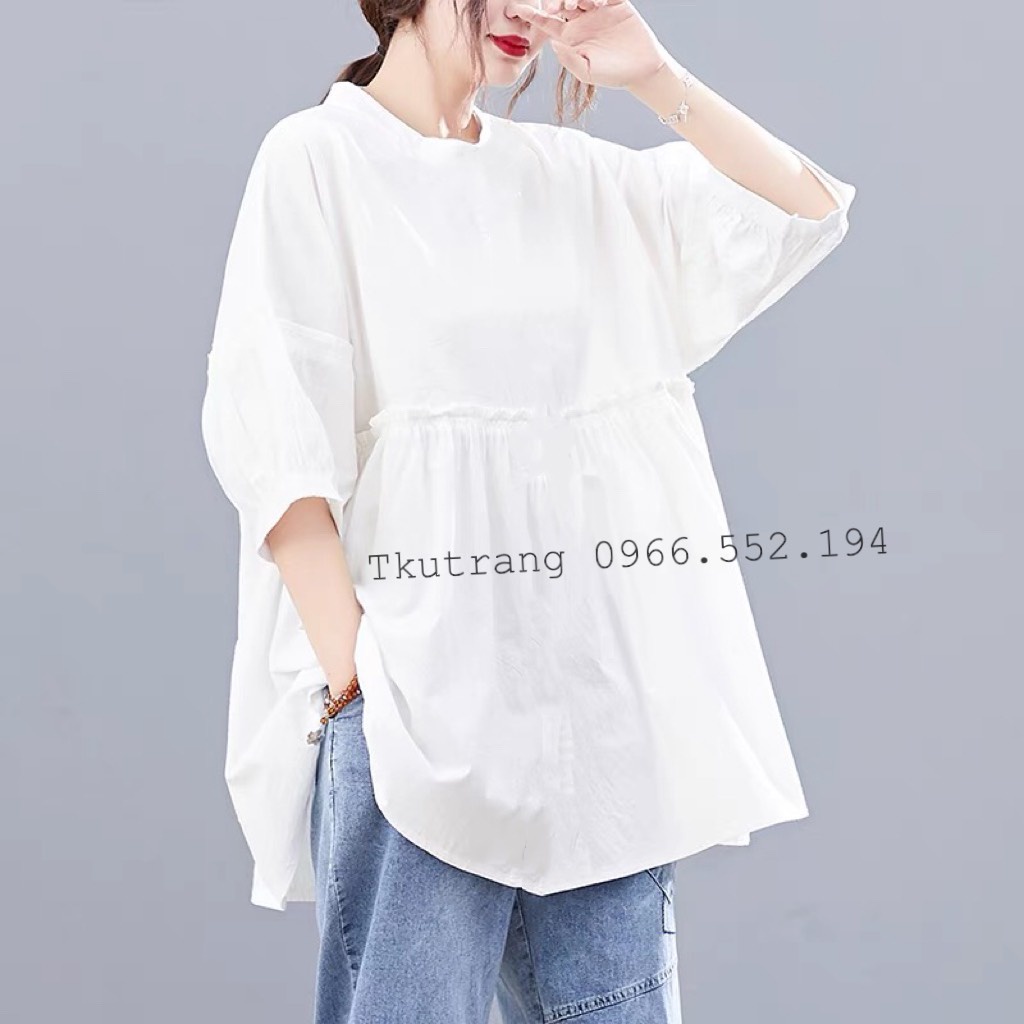 Áo sơ mi bầu xinh đũi nhật mềm thoải mái đi làm đi chơi K60