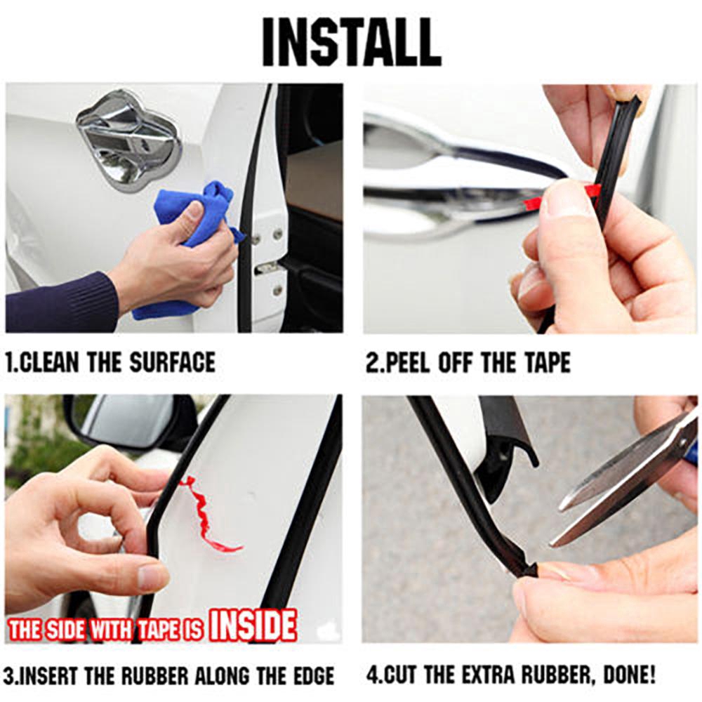 Cuộn Dây Cao Su Dán Mép Cửa Xe Hơi Chống Va Chạm / Trầy Xước Màu Đen 10m