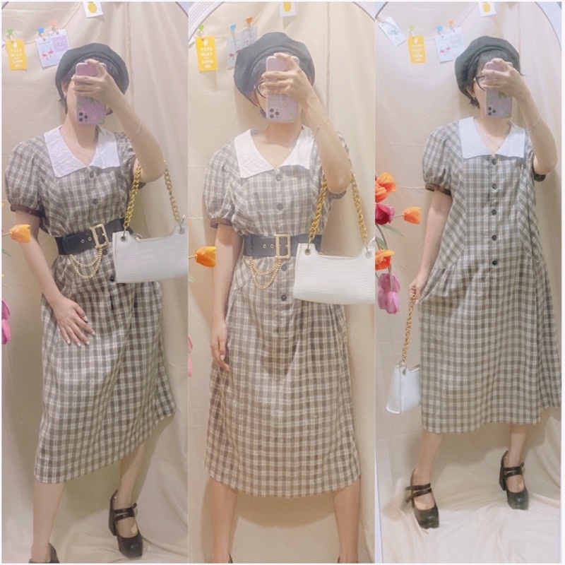 Đầm carô vintage