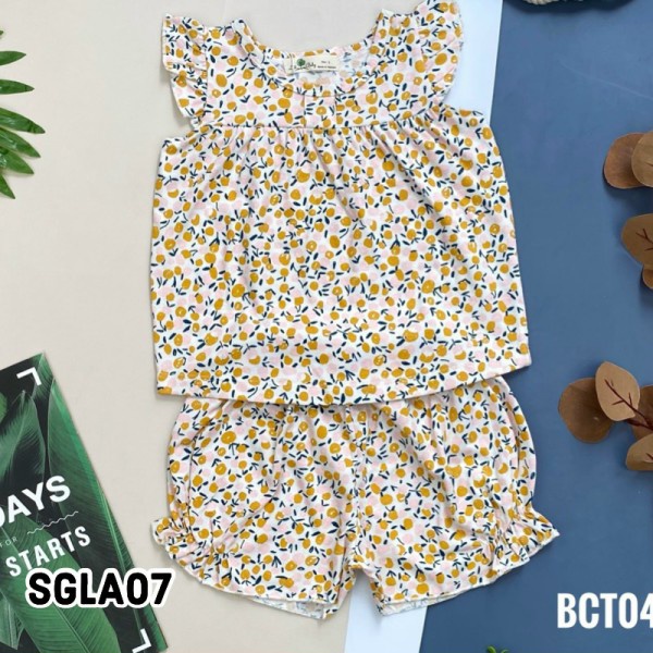 Đồ bộ bé gái thun cotton sát nách cánh tiên bộ quần áo thời trang cho bé đi học đi chơi  - SLGA