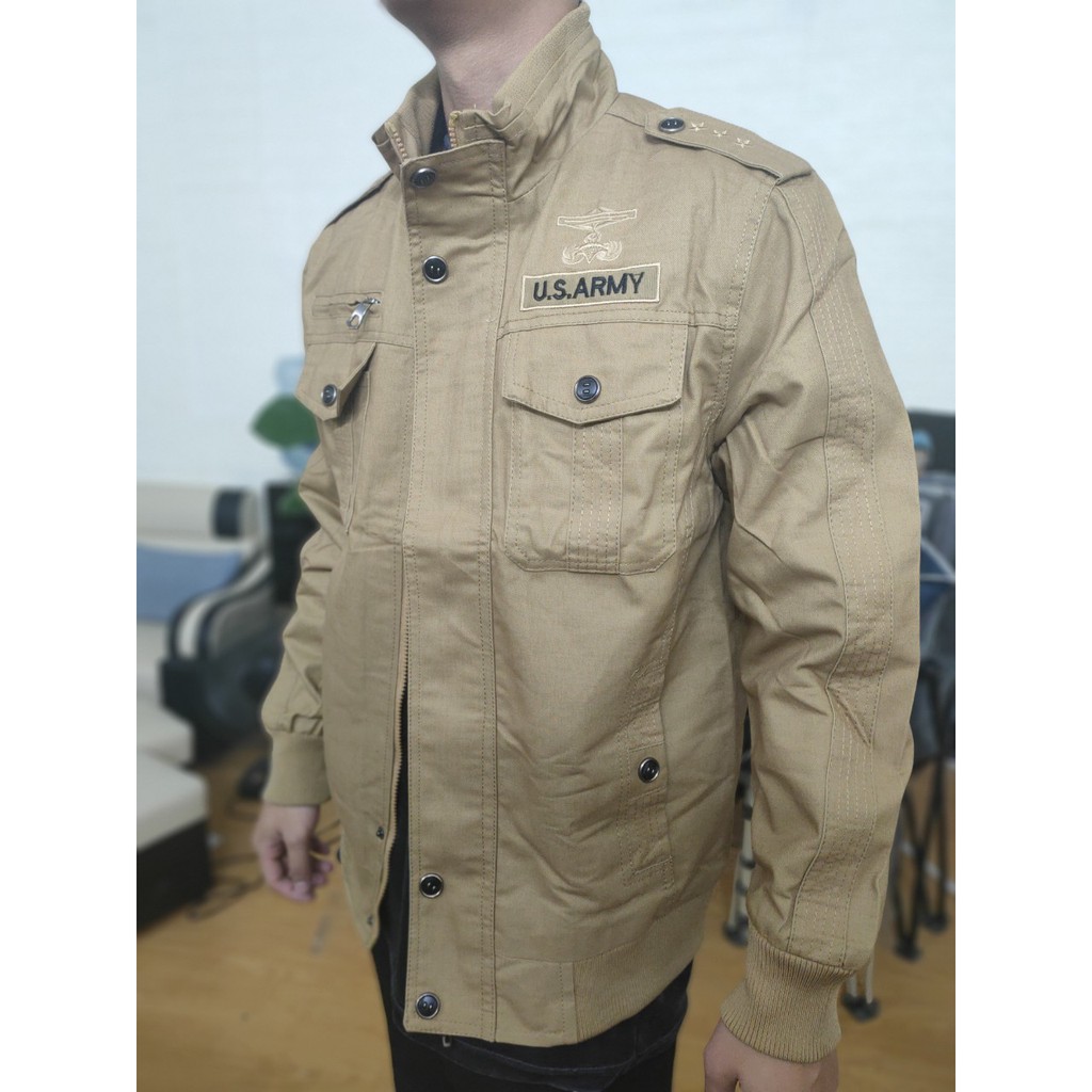 Áo khoác US ARMY  chất liệu dáng jeans thời trang siêu dày dặn , Áo khoác lính kaki