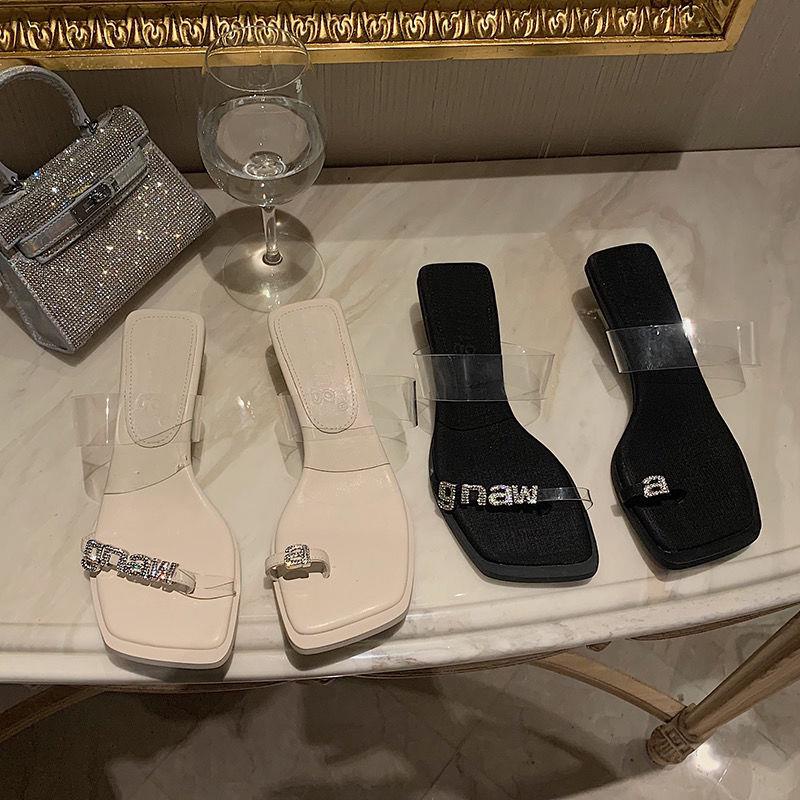 Dép Xỏ Ngón Đế Thấp Đính Đá Thời Trang Mùa Hè Dành Cho Nữ 2022