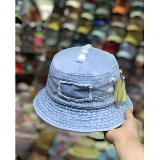 Nón bucket jean rách