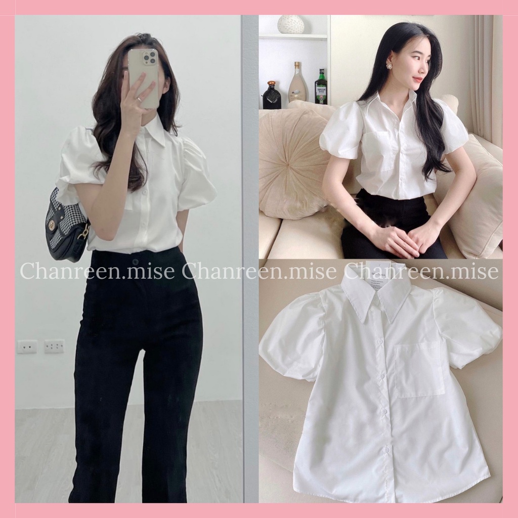 Áo sơmi trắng tay phồng Quảng Châu CHANREEN [FREESHIP]