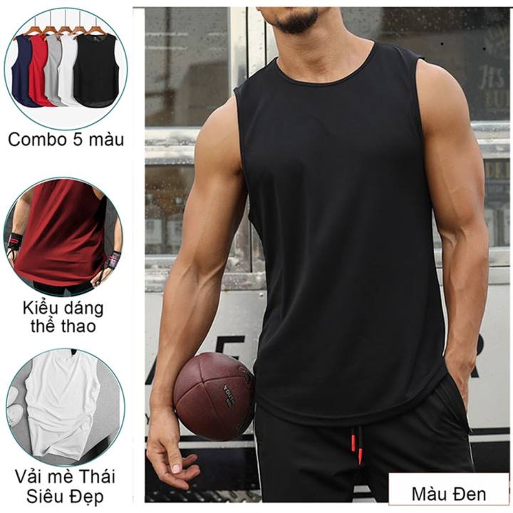 Áo thun sát nách nam M032 - ba lỗ thể thao tập gym Tanktop Nam - Vải Mè lỗ kim