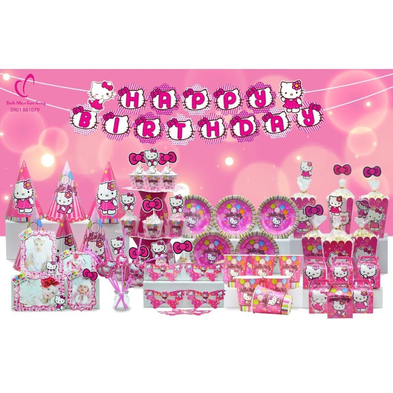 Set phụ kiện sinh nhật Hello Kitty (Mega 6 người)
