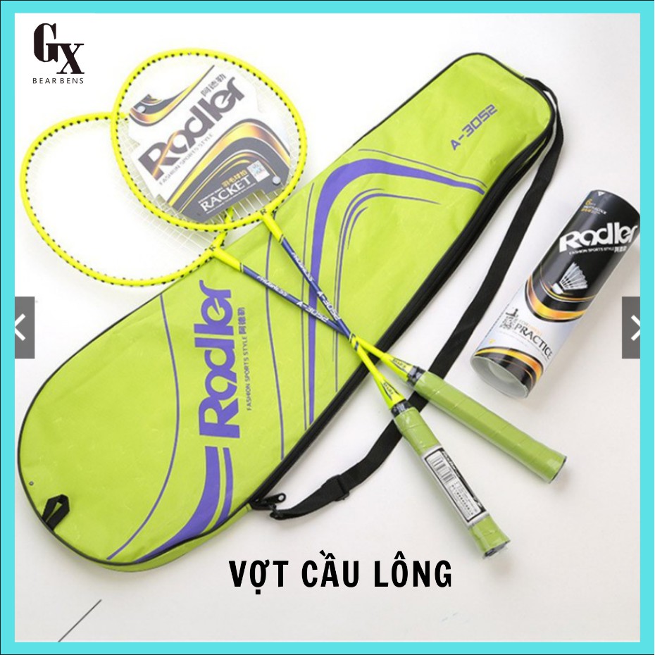 VỢT CẦU LÔNG RODLER HỢP KIM NHÔM- Tặng 1 hộp 6 quả cầu xịn- Khung siêu bền, dây vợt căng [Bộ 2 chiếc]