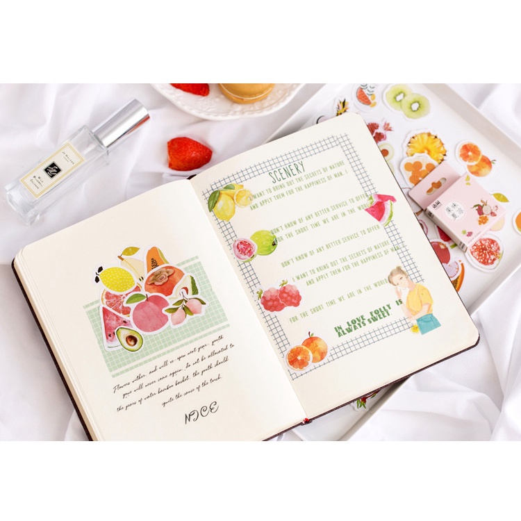 Set 50 miếng dán trang trí sticker nhiều chủ đề (Xanh lá, dâu hồng,...) trang trí sổ tay bullet journal - M269