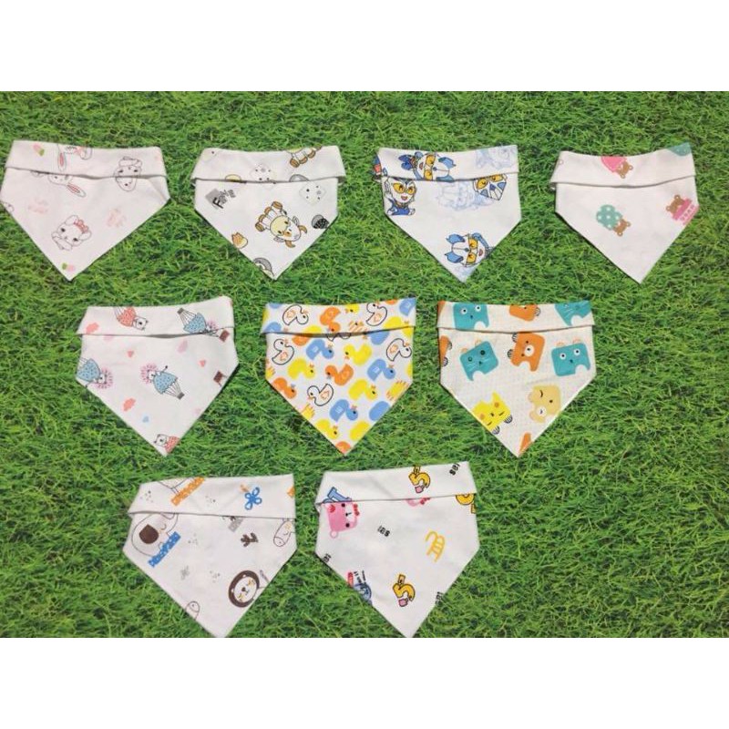 Lẻ 1 chiếc)  Yếm xô nhăn, yếm tam giác có cúc bấm Organic cotton 6 lớp cho bé hàng dày dặn, siêu thấm hút