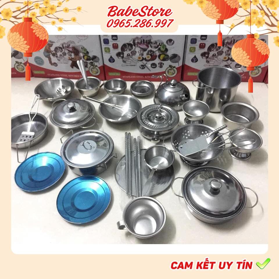 [HỘP TIẾNG ANH] BỘ ĐỒ CHƠI NẤU ĂN BẰNG INOX 40 MÓN CHO BÉ YÊU