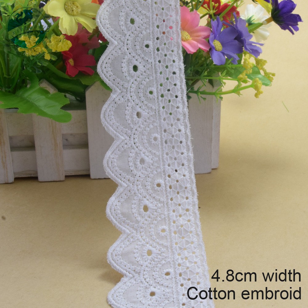 Cuộn Ren Ruy Băng mini Rộng 4.8cm Chất Liệu 100% cotton Phối Ren Dùng Để Trang Trí Quần Áo diy 3176