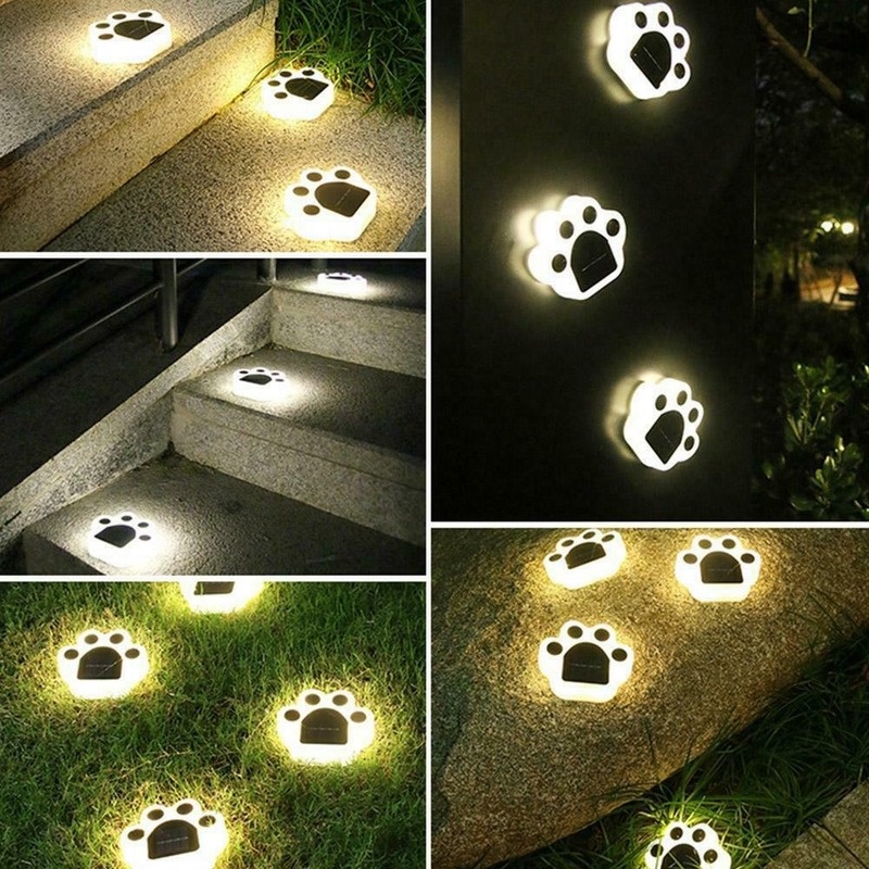 Đèn LED Năng Lượng Mặt Trời Chống Mưa Hình Dấu Chân Chó Mèo Dễ Thương Trang Trí Sân Vườn