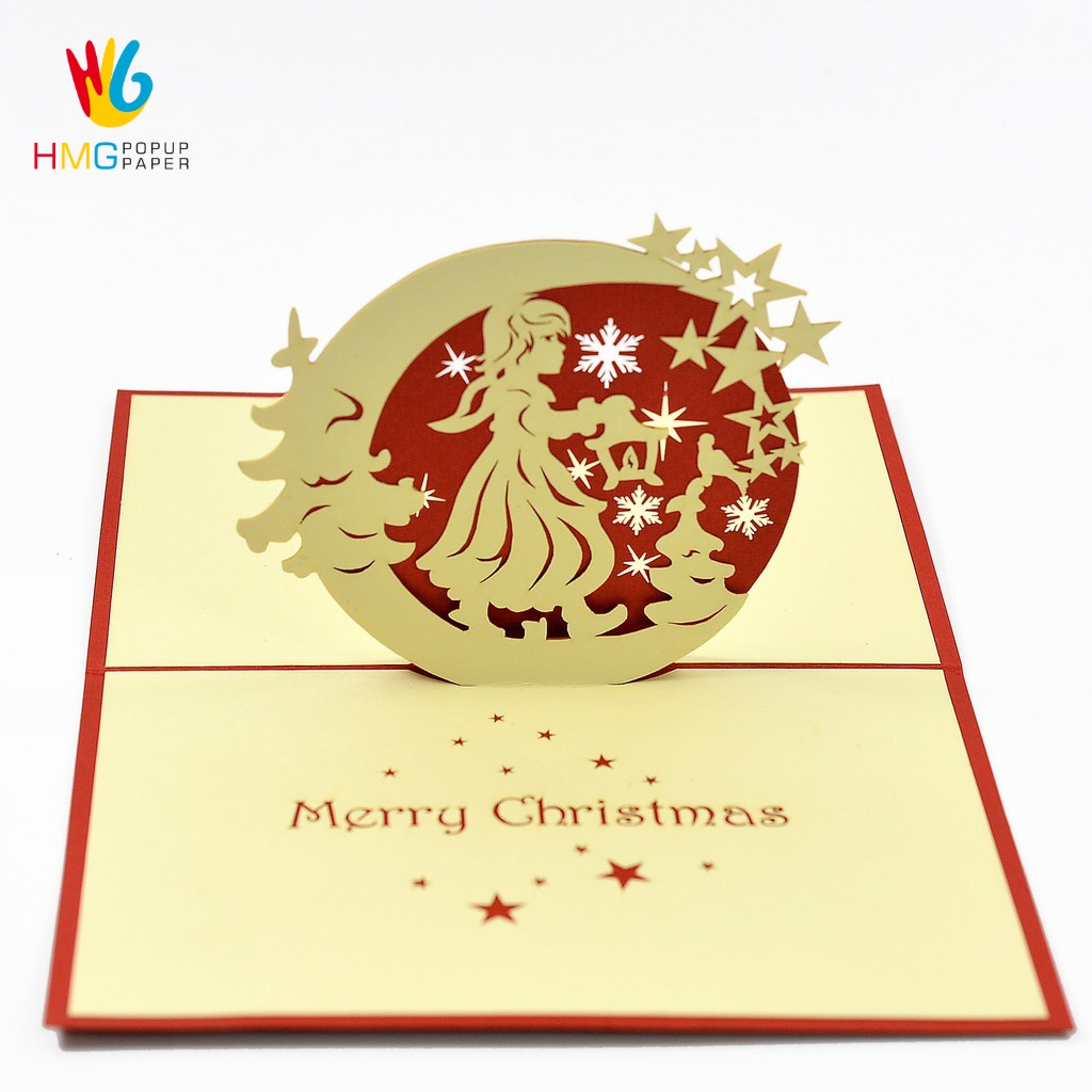 Thiệp Noel HMG Giáng Sinh 3D Pop-up Card Gửi Những Thông Điệp Ý Nghĩa Ngày Giáng Sinh, Size 10X15cm
