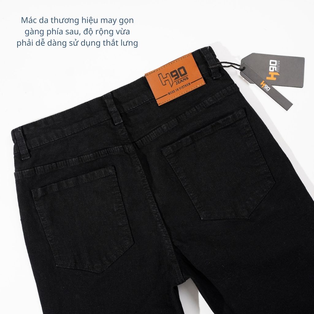 Quần Bò Nam H90 Đen Dáng Ôm Chất Liệu Jeans Cotton Co Giãn Không Bai Không Xù, Bền Màu HTRJ014