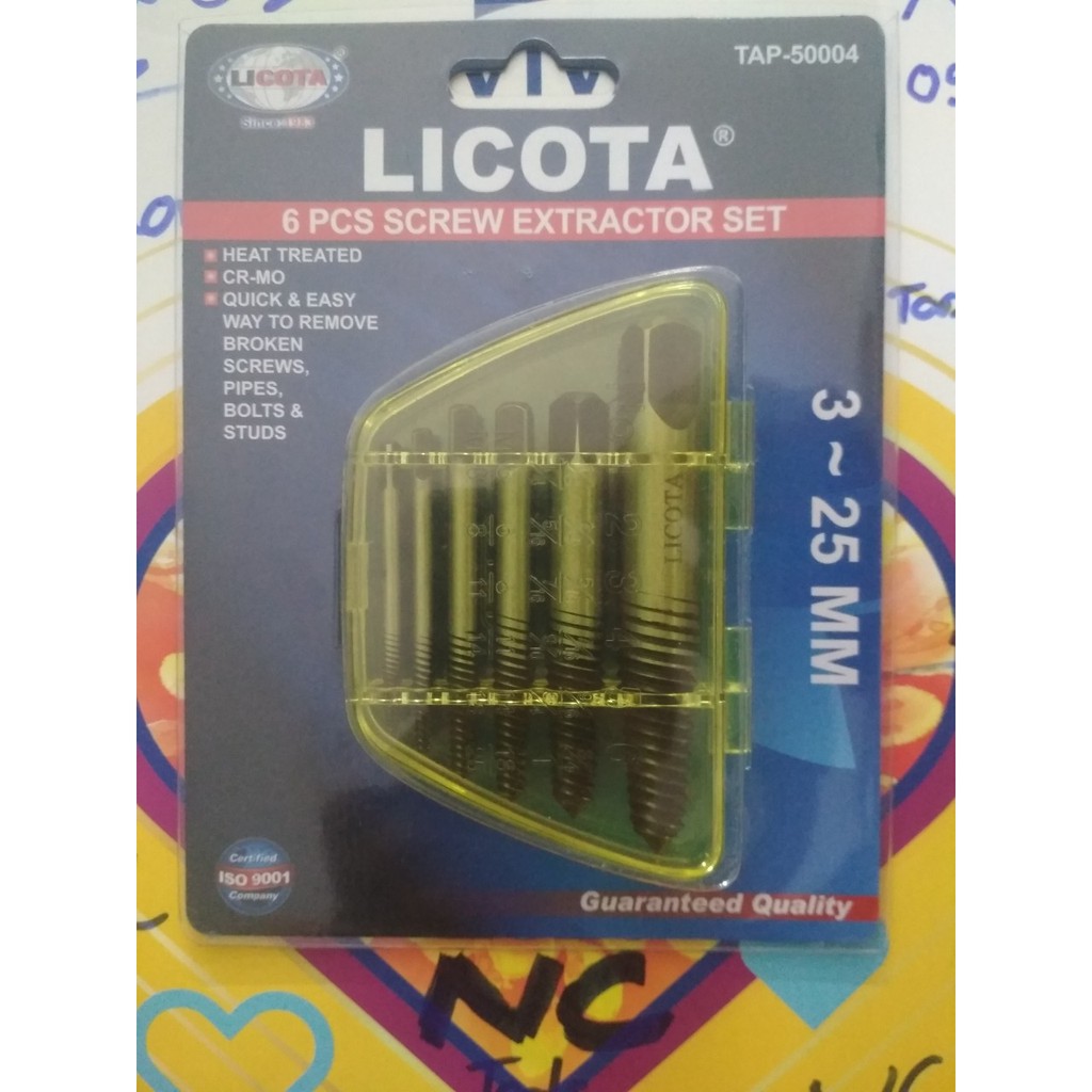 Bộ 6 vít mở ôc gãy - Ốc trờn ren hiệu LICOTA cao cấp