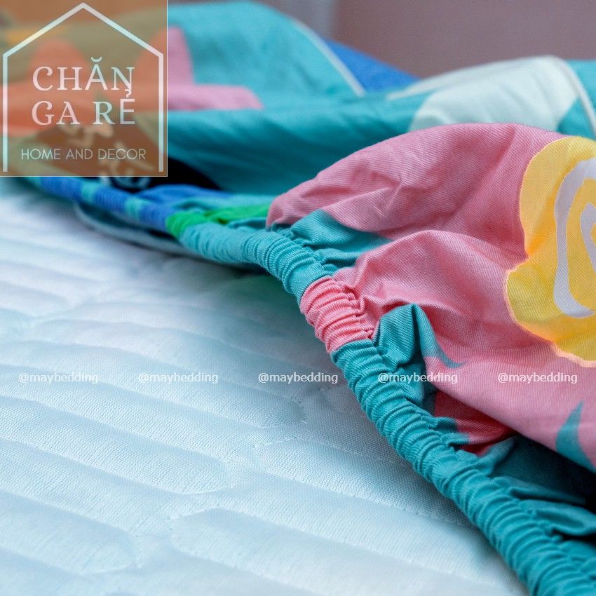 Bộ ga gối cotton 100% cao cấp, ga chun trần bông đủ kích thước nệm m6/m8/2m2