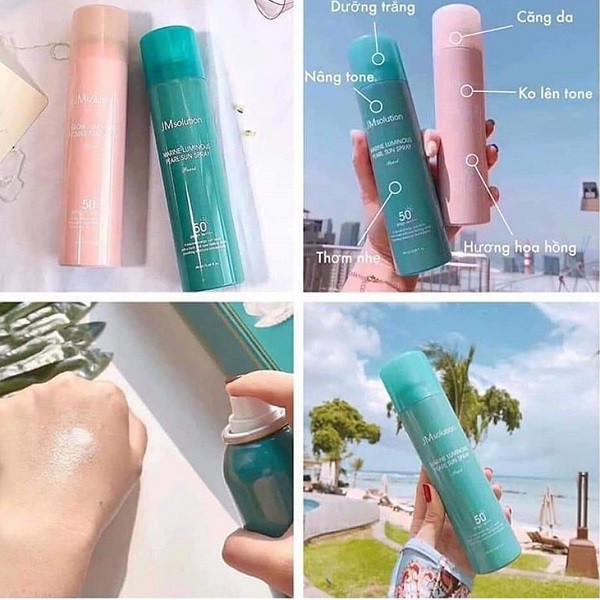 Xịt Chống Nắng Jmsolution Glow Luminous Flower Sun Spray SPF50+ /PA +++ 180ml + Tặng 1 mặt nạ JM solution bất kì