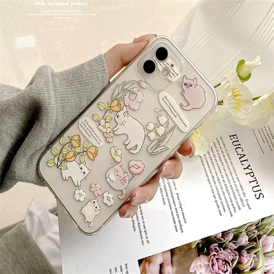Ốp Điện Thoại TPU Dẻo Họa Tiết Chú Mèo Dễ Thương Cho iPhone 14 13 12 11 Pro Max X Xr Xs Max SE iPhone 8 7 6 6s Plus