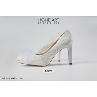Giày cưới Nghé Art kim tuyến nơ 220