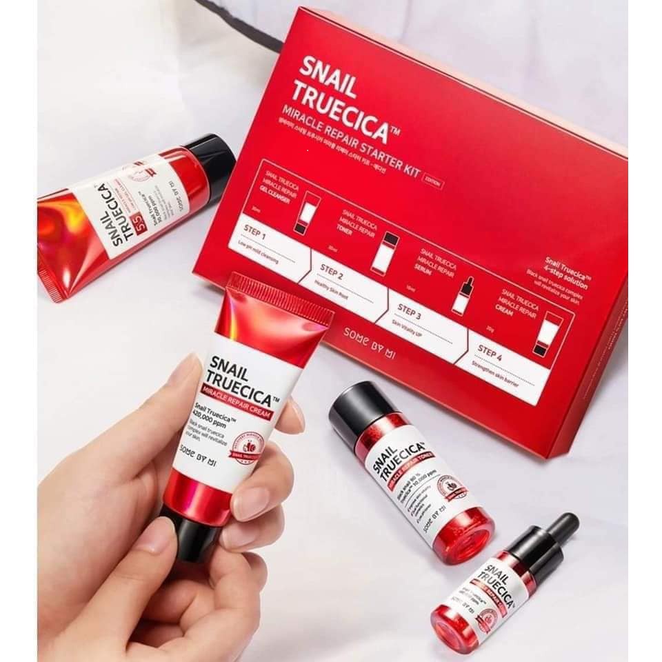 {XẢ KHO SỈ} Bộ Kit 4 Món Tái Tạo Dưỡng Da Chiết Xuất Ốc Sên Some By Mi Snail Truecica Miracle Repair Starter Kit 4