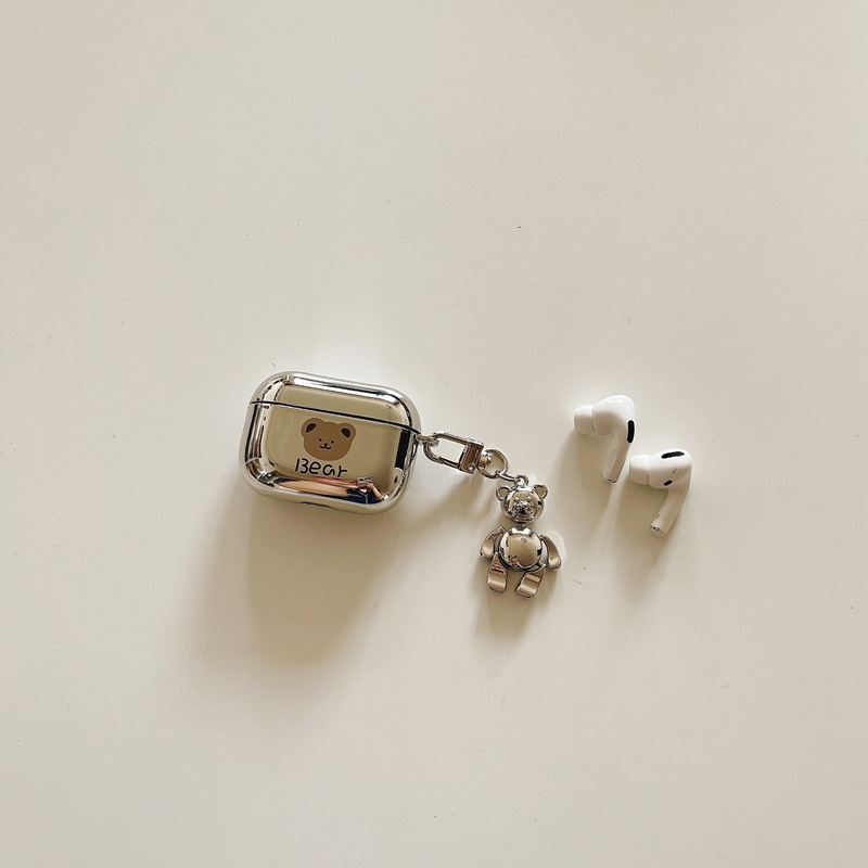 Vỏ bảo vệ hộp sạc tai nghe bằng silicon Bear họa tiết hoạt hình mạ điện cho Apple AirPods Pro AirPods 1 AirPods 2 Airpods 3(2021)