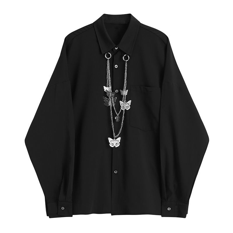 Set Áo Sơ Mi Tay Dài Dáng Rộng Phối Dây Chuyền Phong Cách Cổ Điển Thời Trang 2022 Plus Size Cho Nữ