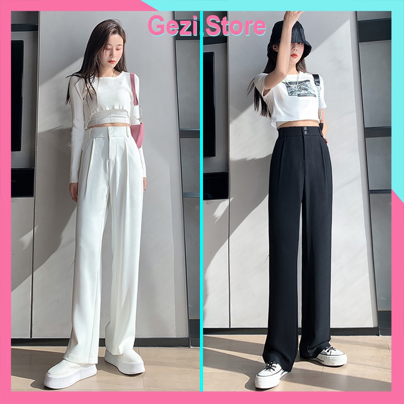 Quần Ống Rộng Cạp Cao Nữ, Quần Tây Nữ Ống Suông Cạp Cao Hot Hit Siêu Hách Dáng - QOS04