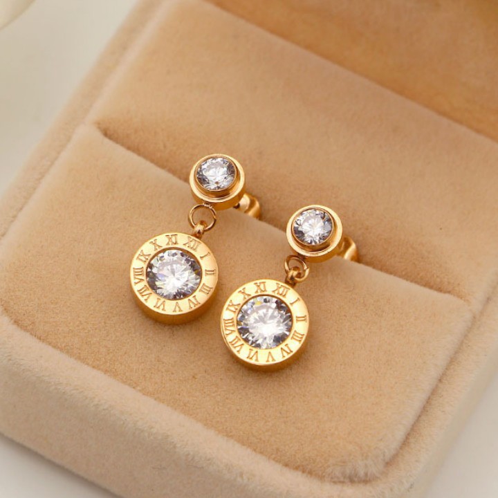 Bông Tai Hình Tròn Tòn Ten Titan Cao Cấp TT 1555