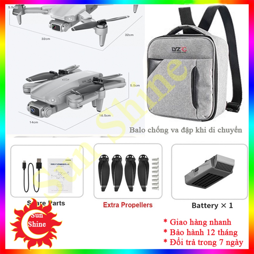 Máy Bay Flycam 4K L900 PRO GPS (Tặng Kèm Ba Lô) Camera Có Thể Điều Chỉnh 90 Độ, Động Cơ Không Chổi Than Gimbal 2 Trục