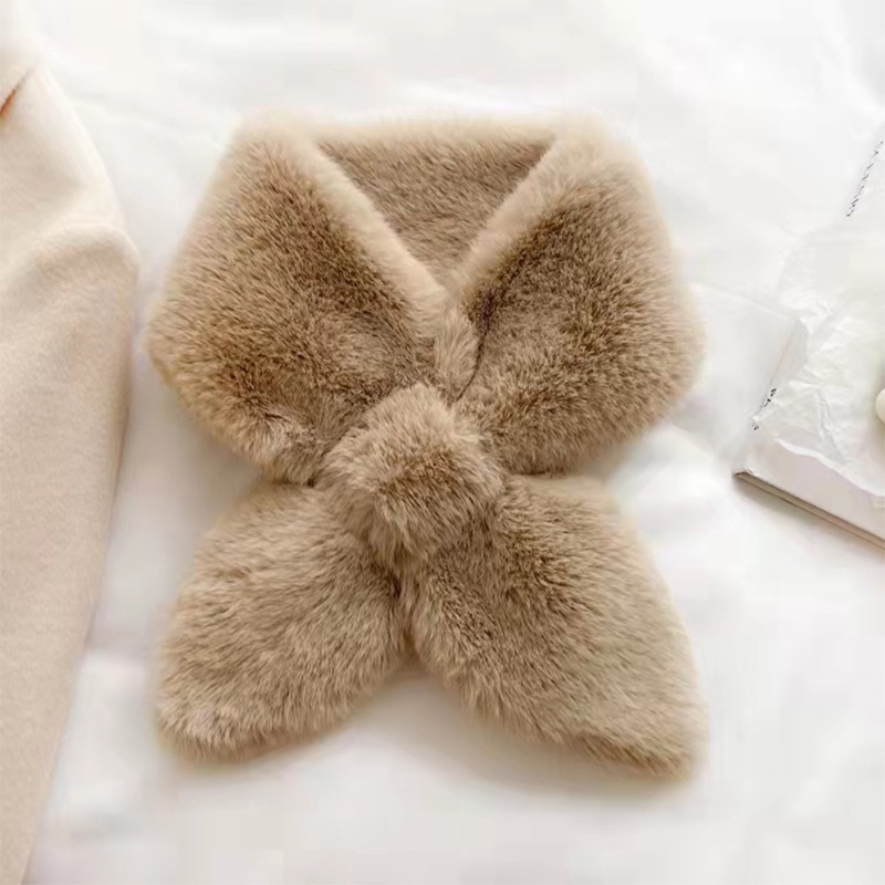 Khăn Choàng Cổ Bằng Lông Giả Màu Sắc Trơn Chống Gió Giữ Ấm Mùa Đông Cho Nữ